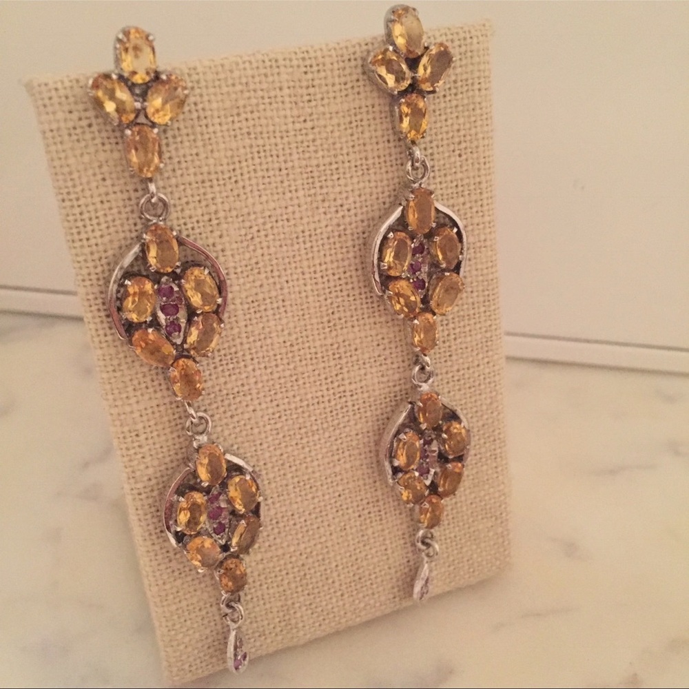 Citrine & Ruby Chandeliers in Sterling Sil… - Picture 9 of 10